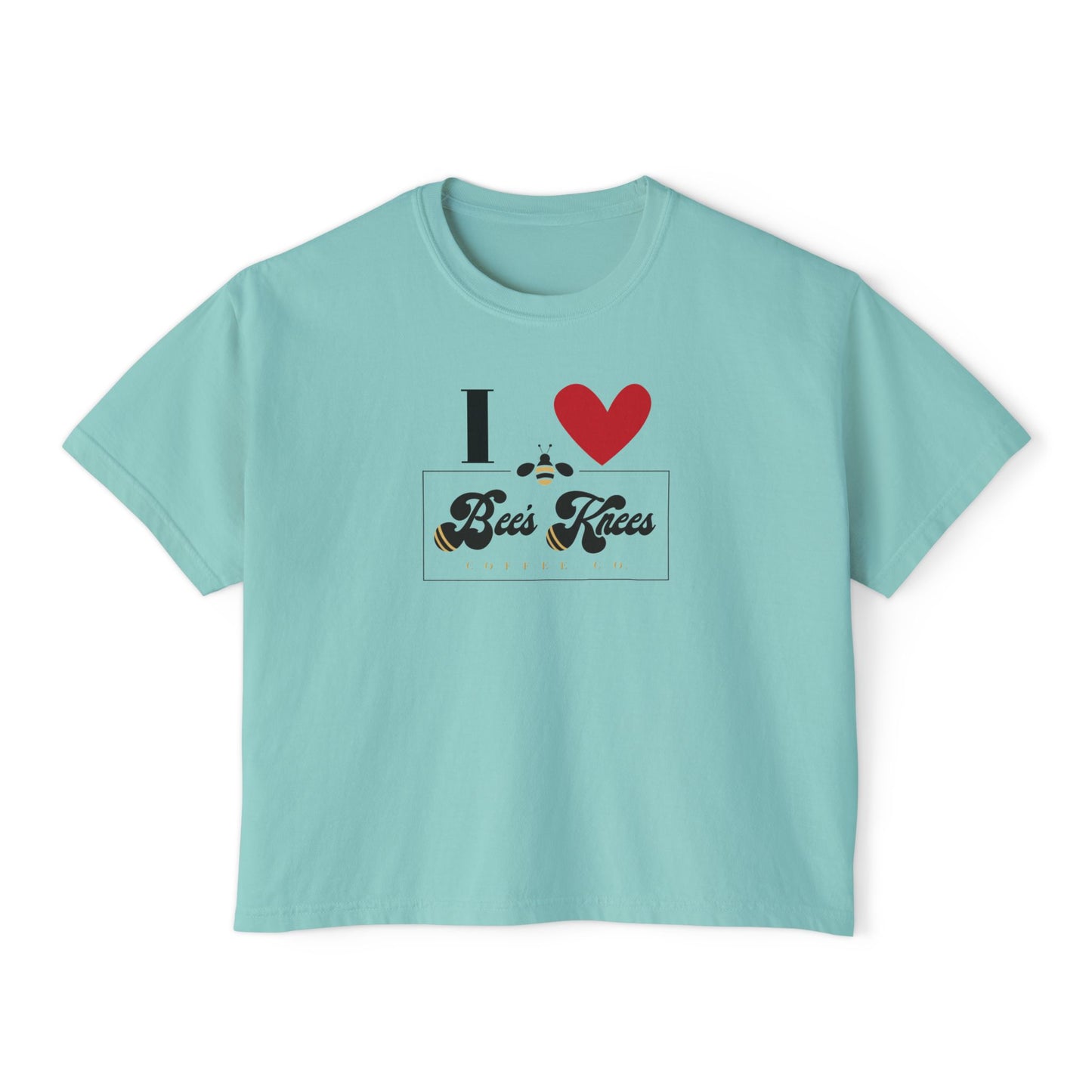 I Love Bees Knees Coffee Co. Women's Boxy Tee - Cute Casual Top for Coffee Lovers