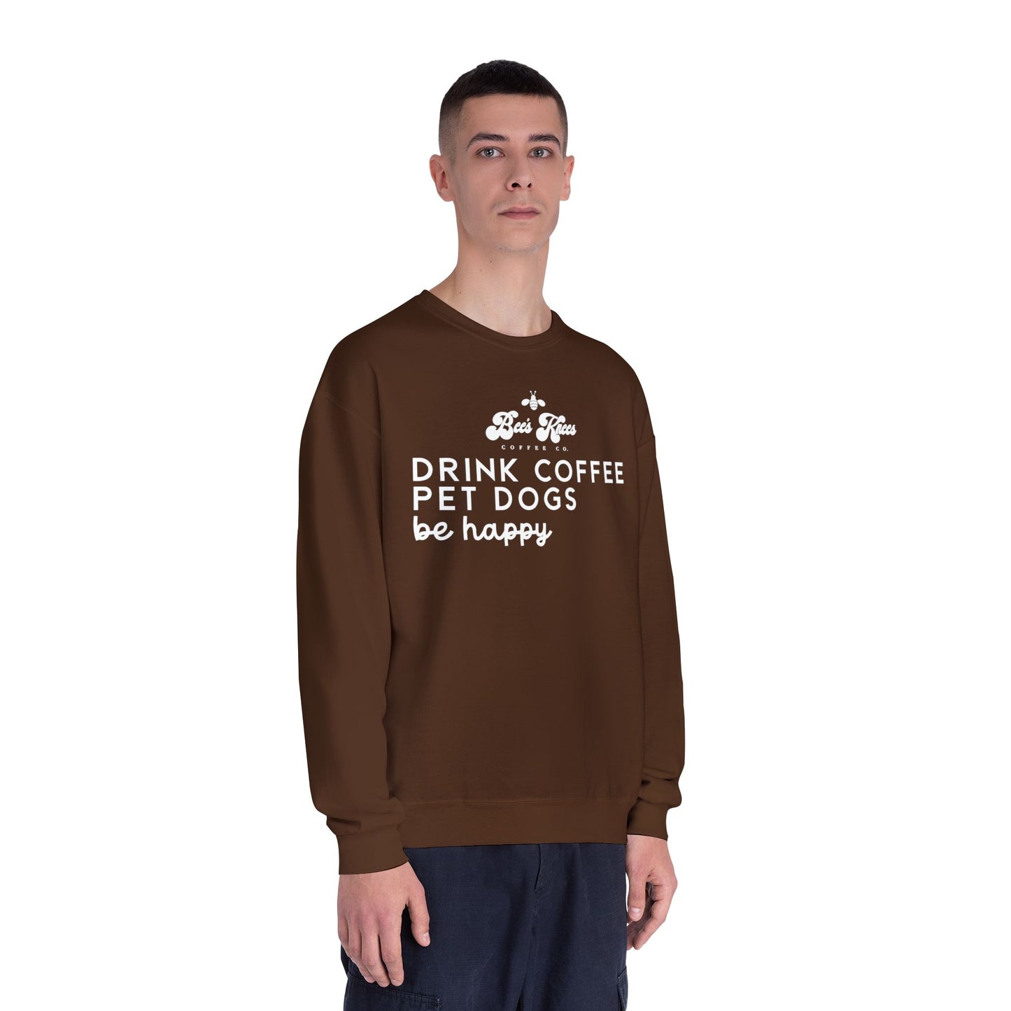 Bee's Knees logo/Drink Coffee, Pet Dogs Unisex NuBlend® Crewneck Sweatshirt