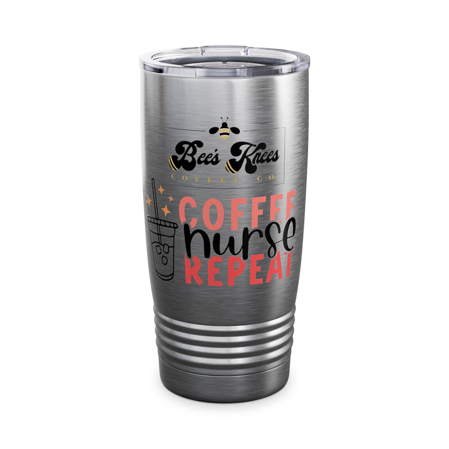 Bee's Knees Logo Coffee, Nurse, Repeat, Ringneck Tumbler, 20oz