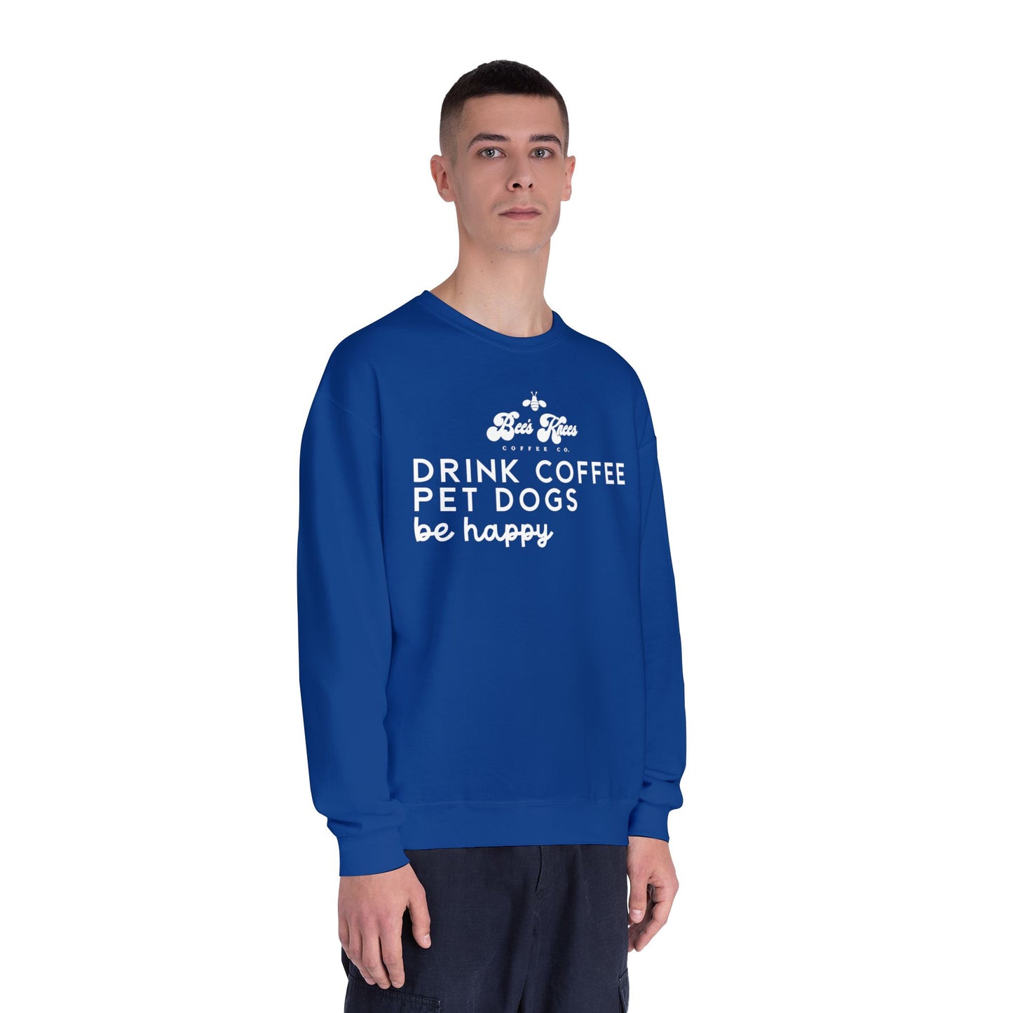 Bee's Knees logo/Drink Coffee, Pet Dogs Unisex NuBlend® Crewneck Sweatshirt
