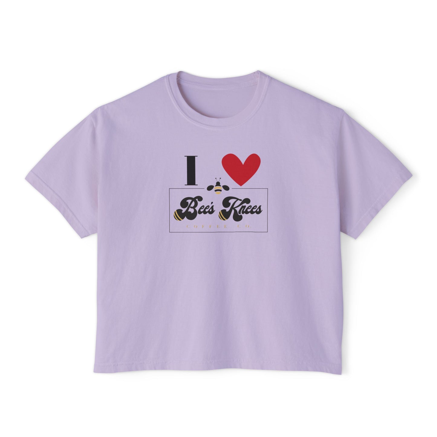 I Love Bees Knees Coffee Co. Women's Boxy Tee - Cute Casual Top for Coffee Lovers