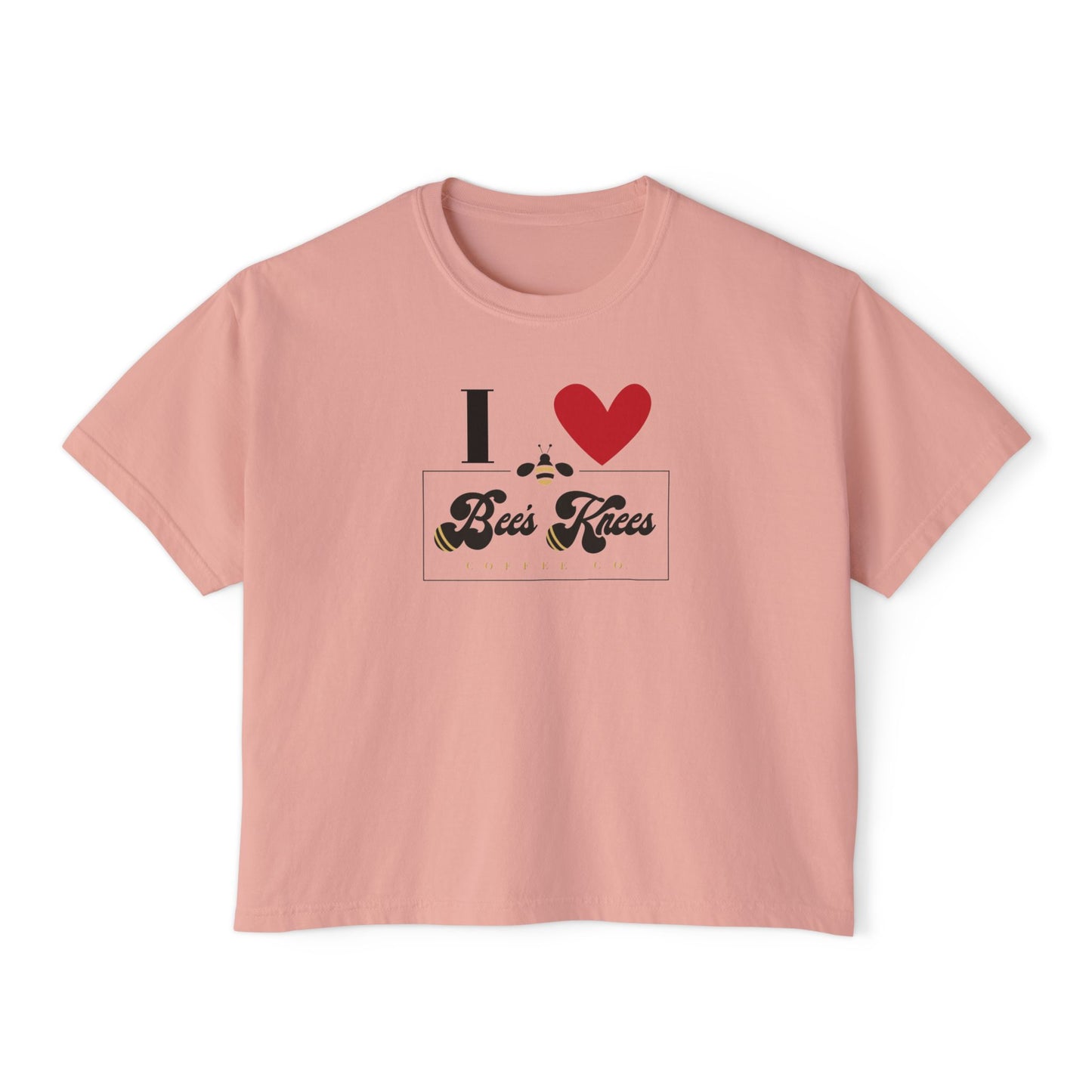 I Love Bees Knees Coffee Co. Women's Boxy Tee - Cute Casual Top for Coffee Lovers
