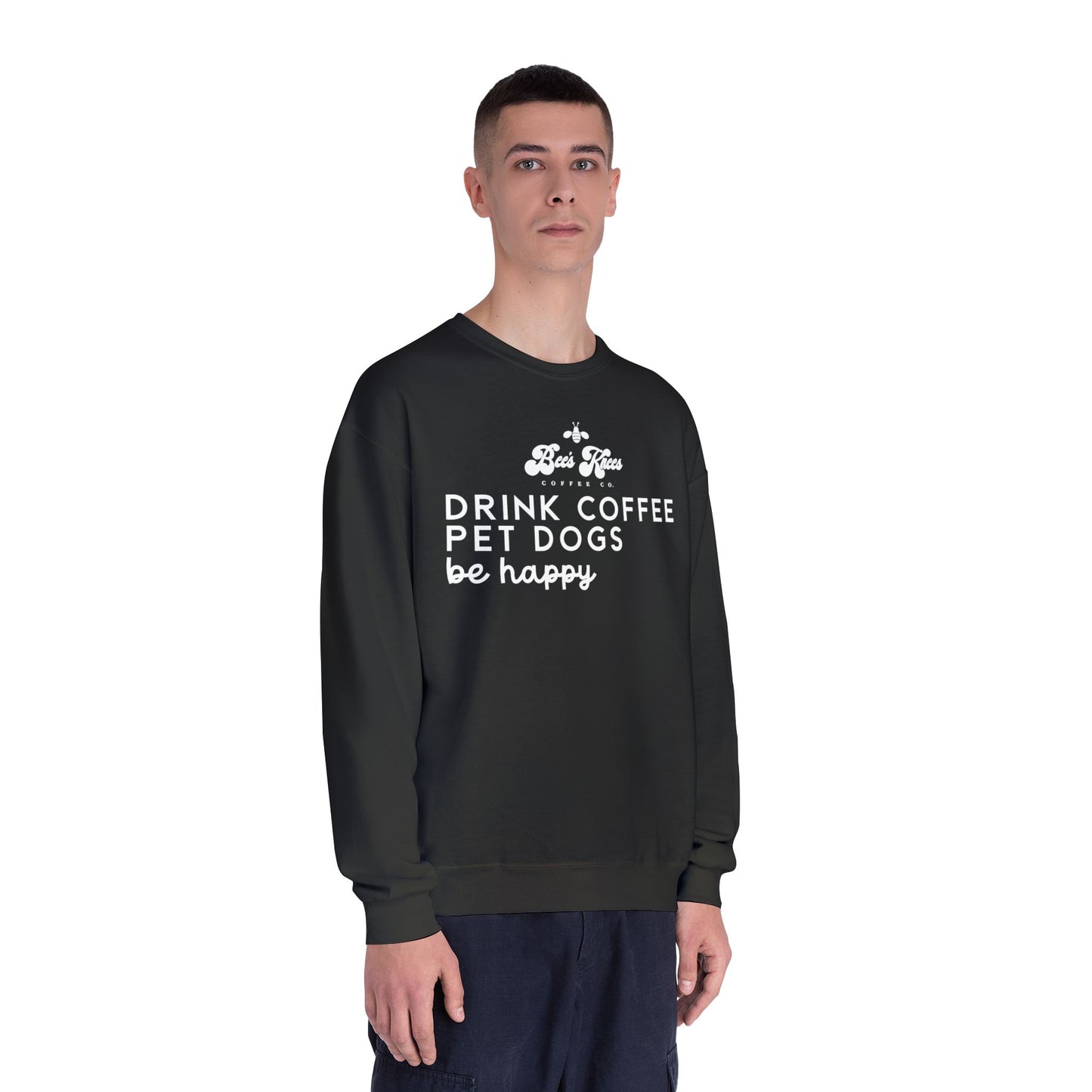 Bee's Knees logo/Drink Coffee, Pet Dogs Unisex NuBlend® Crewneck Sweatshirt