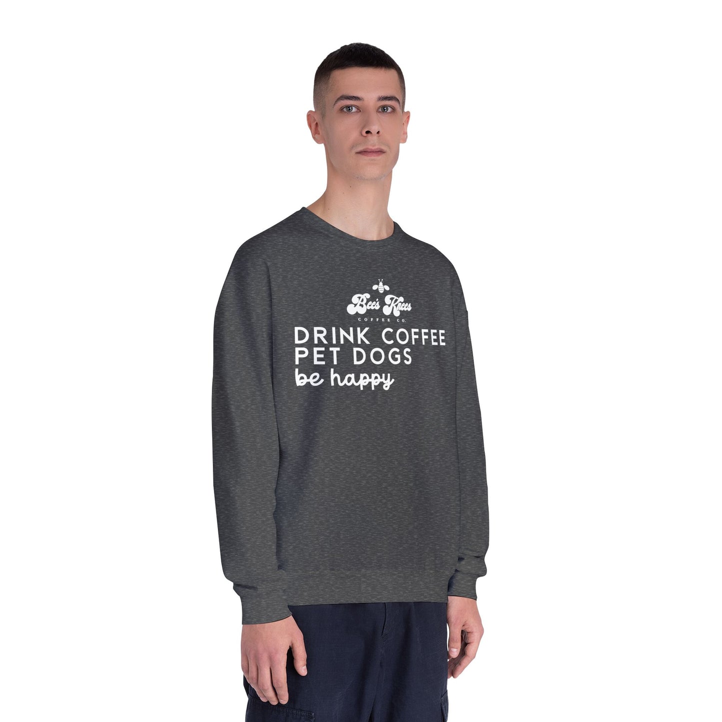 Bee's Knees logo/Drink Coffee, Pet Dogs Unisex NuBlend® Crewneck Sweatshirt