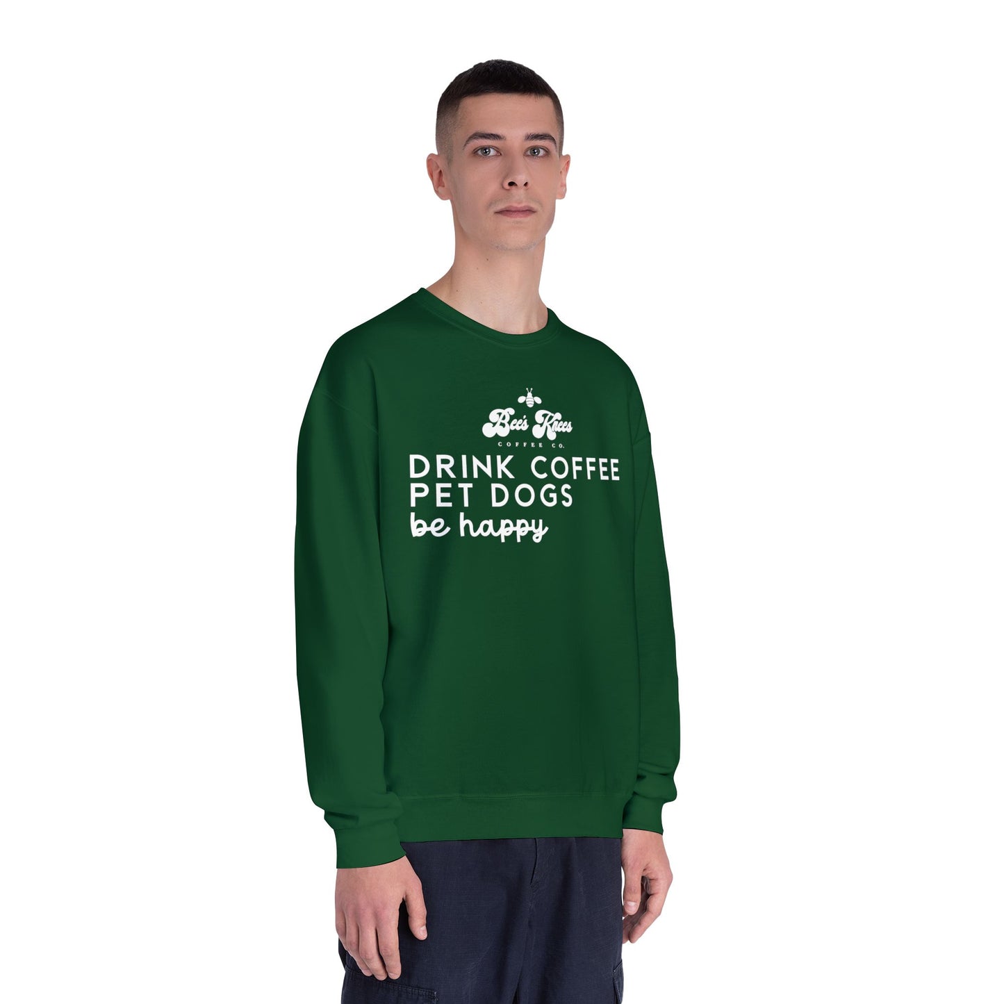 Bee's Knees logo/Drink Coffee, Pet Dogs Unisex NuBlend® Crewneck Sweatshirt